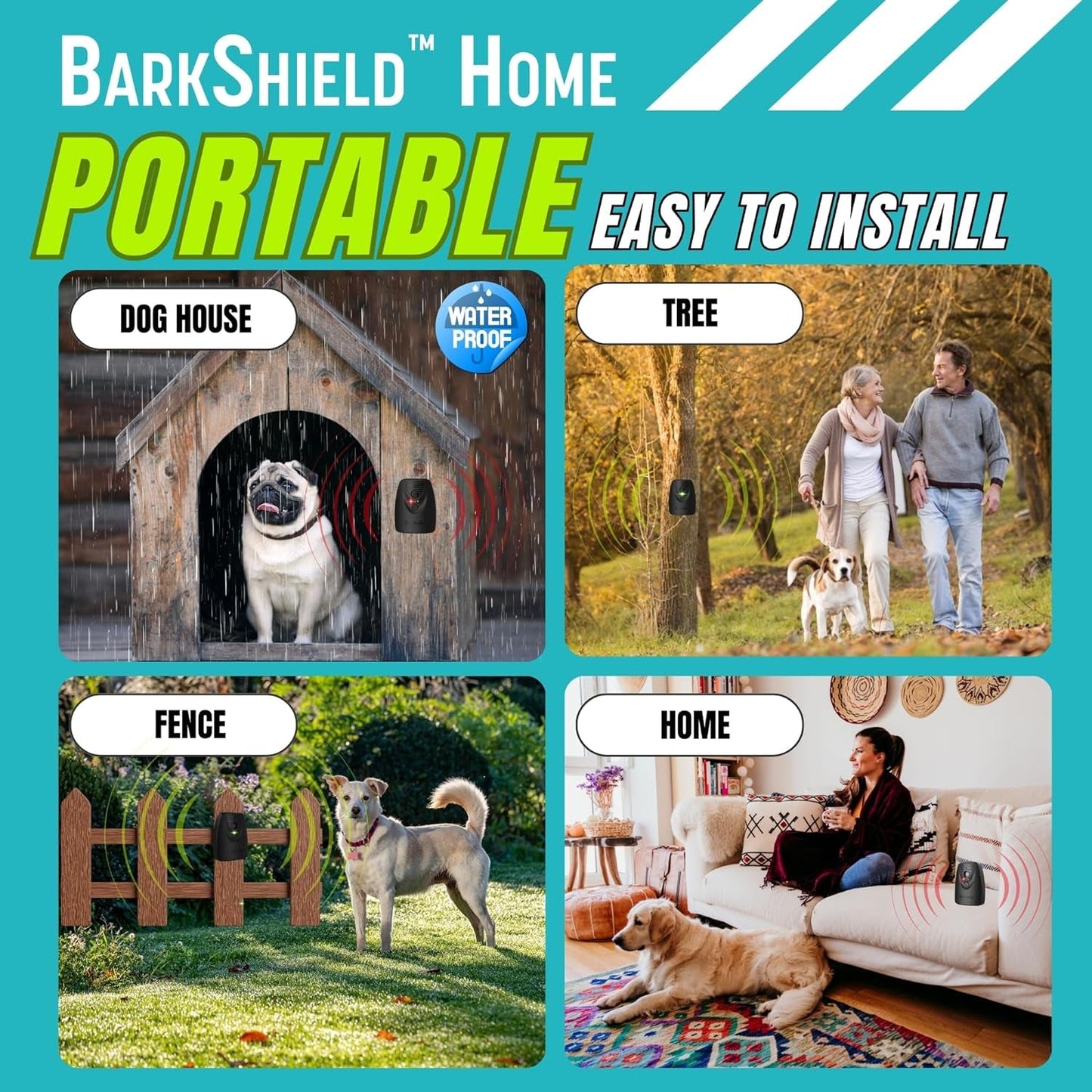 [5-Pack] Barkshield Home anti Barking Device, 66Ft Long Range Ultrasonic, Waterproof Dog Bark Deterrent Box for Indoor/Outdoor Use, Safe Bark Collar Alternative Dog Training & Behavior Aid