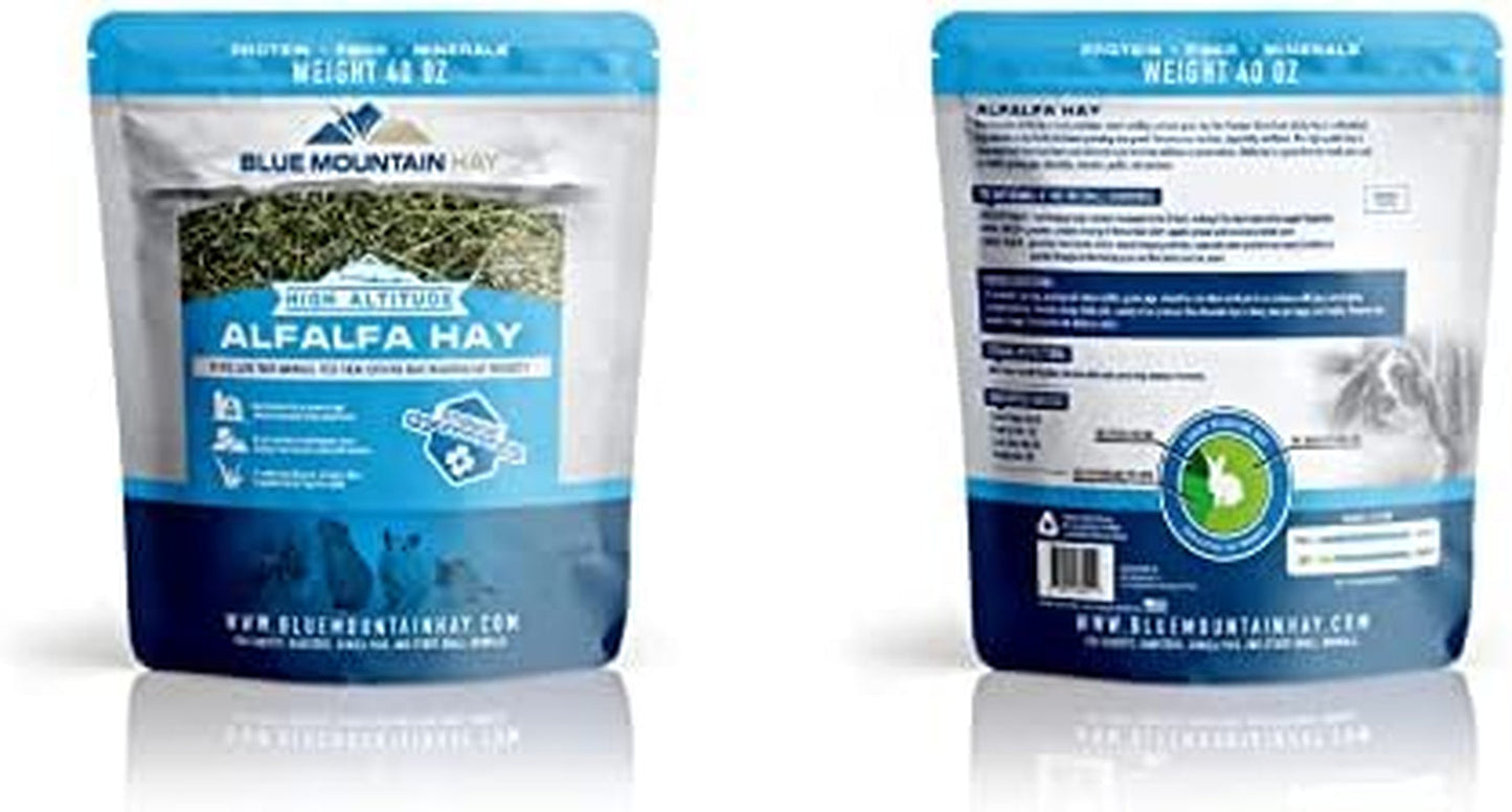 | 40 Oz. Fresh Alfalfa Hay | Available in 15 Oz. & 40 Oz. Pouches | Nutritious, Delicious Meal or Snack for Rabbits, Guinea Pigs, Hamsters, Gerbils, Rats, and Other Small Pets