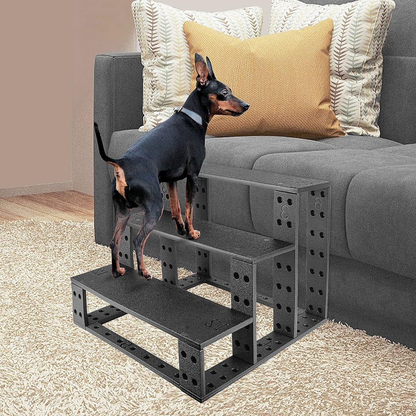 Dog Stairs for Small Dogs, 3 Steps Dog Steps for Bed Couch, Stairs for Small Dogs to Get on Bed, Easy Install Pet Stairs for Small Dogs, Cats