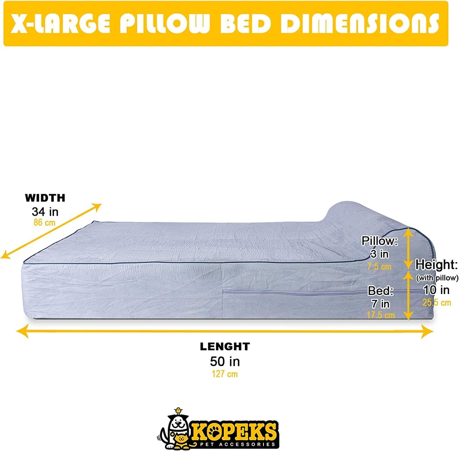 KOPEKS Replacement Liner Waterproof Protector JUMBO XL Size Bed with Pillow - Waterproof Dog Bed Liner (Only)