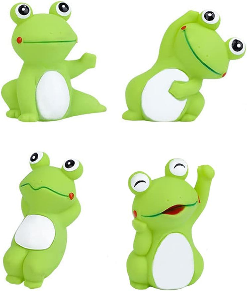 4 Cute Frog Puppy Squeak Toys Latex Float Water Pool Dog Toys Squeaky for Small Breed Soft Fetch Interactive Play Pet Toys, Green