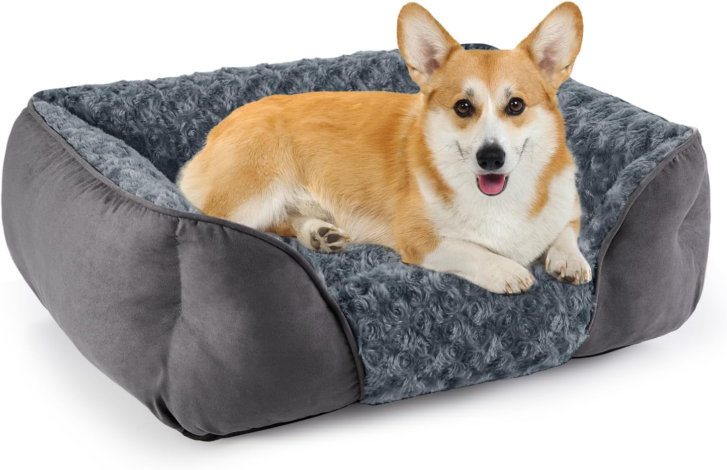 Dog Bed for Medium Small Large Dogs, Rectangle Durable Washable Puppy Bed, Orthopedic Dog Sofa Bed, Textured Soft Calming Sleeping Cat Beds for Indoor with Anti-Slip Bottom