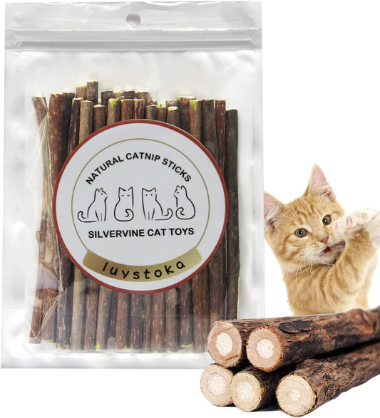 [ 30Pcs] Silvervine Sticks, Cat Chew Stick, Catnip Toys, Matatabi Sticks for Indoor Cats,Kitty, Wooden Dental Sticks, Kitten Teething Interactive Wand Toys for Cats