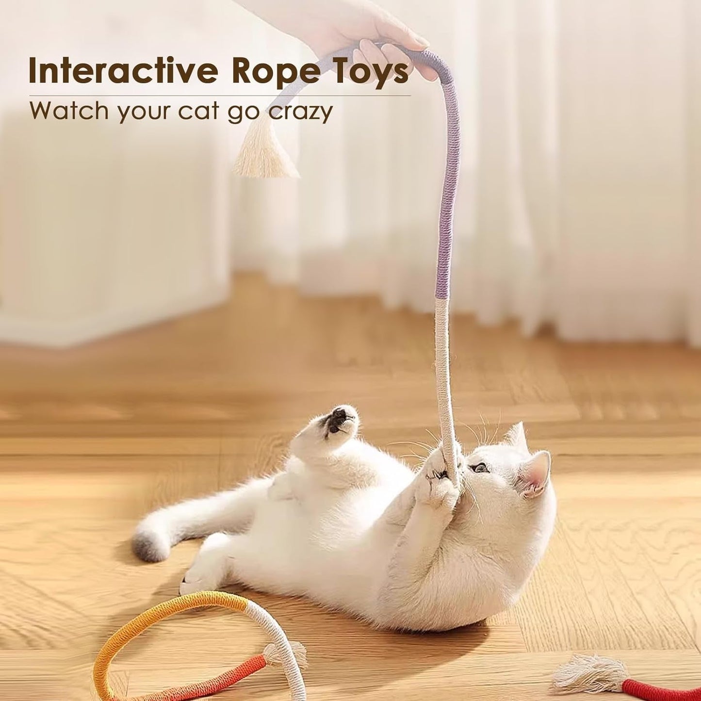 3 PCS Cotton Rope Cat Toys for Indoor Cats, Interactive Cat Rope Toys with Silvervine Fruit for Cats and Kittens, Handmade Pet Chew Toys for Teeth Cleaning