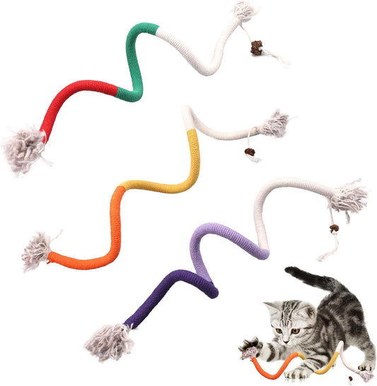 3Pcs Cat Cotton Ropes, 27.56 Inch Long Cat Rope Toys Multifunctional Interactive Cat Toy Cat Chew Toys Cat Dental Toys for Teeth Cleaning Cat Kick Toys for Indoor Cats