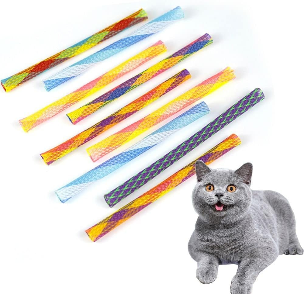 10 Pcs Funny Cat Tube Spring Toys, Interactive Cat Toy for Indoor, Flexible Spiral Spring Colorful Plastic Coil for Kittens to Swat, Bite, Hunt