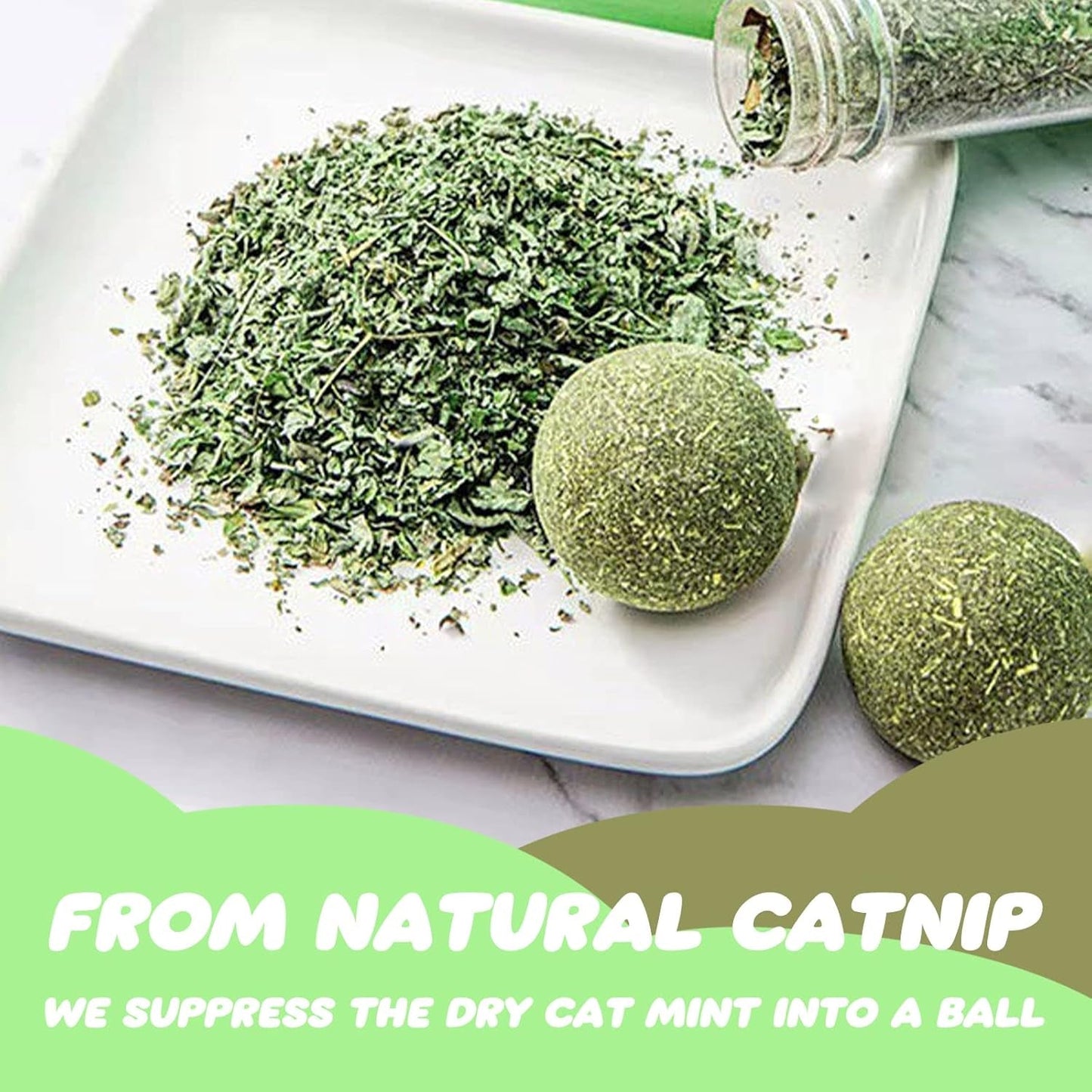 3 Pack Catnip Ball Toys, Squash Edible Cat Nips Organic Balls, Catnip Ball Wall Mount, Crab Avocado Catnip Cat Toy for Cats Kittens Lick, Teeth Cleaning, Natural Effective Engaging Play (Green)