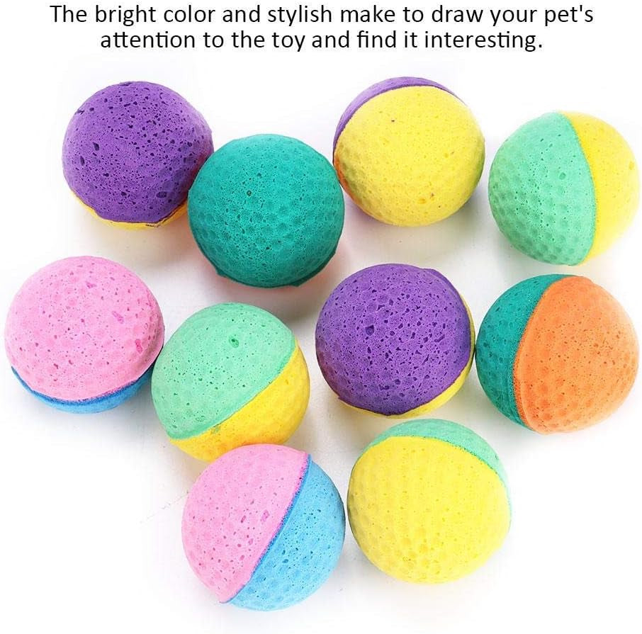 10Pcs Cat Latex Balls Toys, Pet Kitten Colorful Foam Ball Scratching Play Toy Interactive Chaser Teaser Playthings Having Fun Exerciser for Cats Dogs Puppy Kitty Kitten Pets Novelty Gift