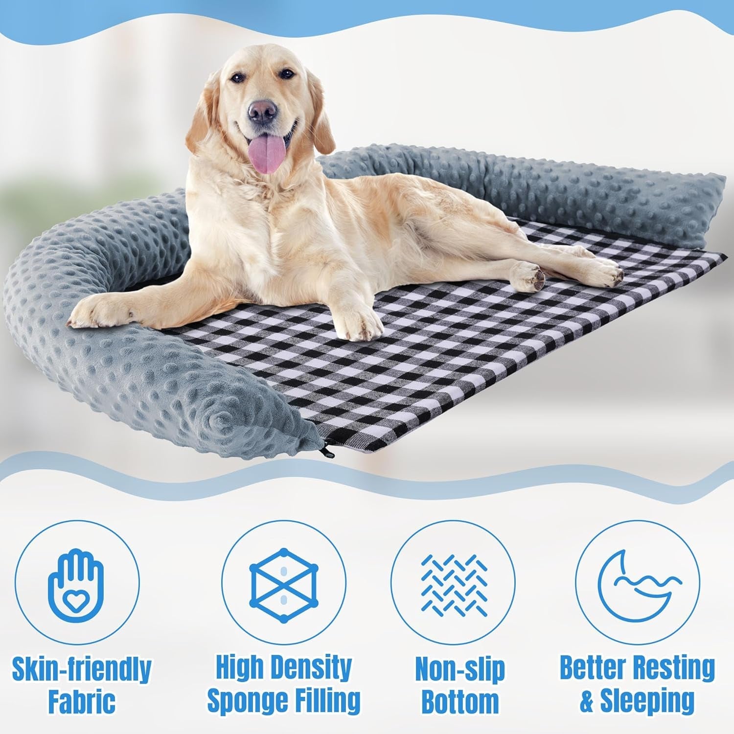 2 in 1 Extra Large Dog Bed Pillow,Dog Neck Pillow with Removable Washable Mat for Large Medium Dogs and Cats,Super Soft Pet Bed for Calming Dog,Sleeping