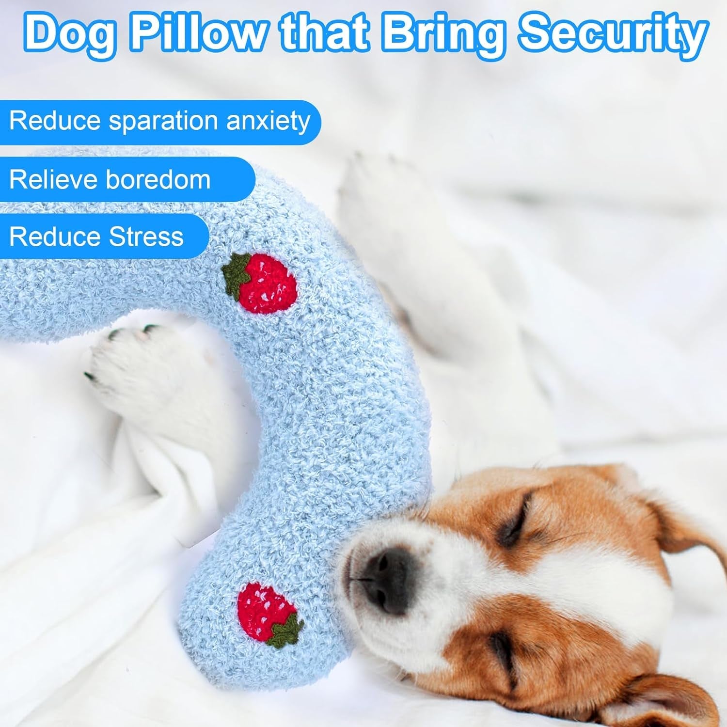 Mity Rain 2PCS Dog Pillow, Anxiety Relief Pillow for Dog, Ultra Soft High Density Calming Pillow for Joint Relief Sleeping Improve, Pet Calming Pillow Blue