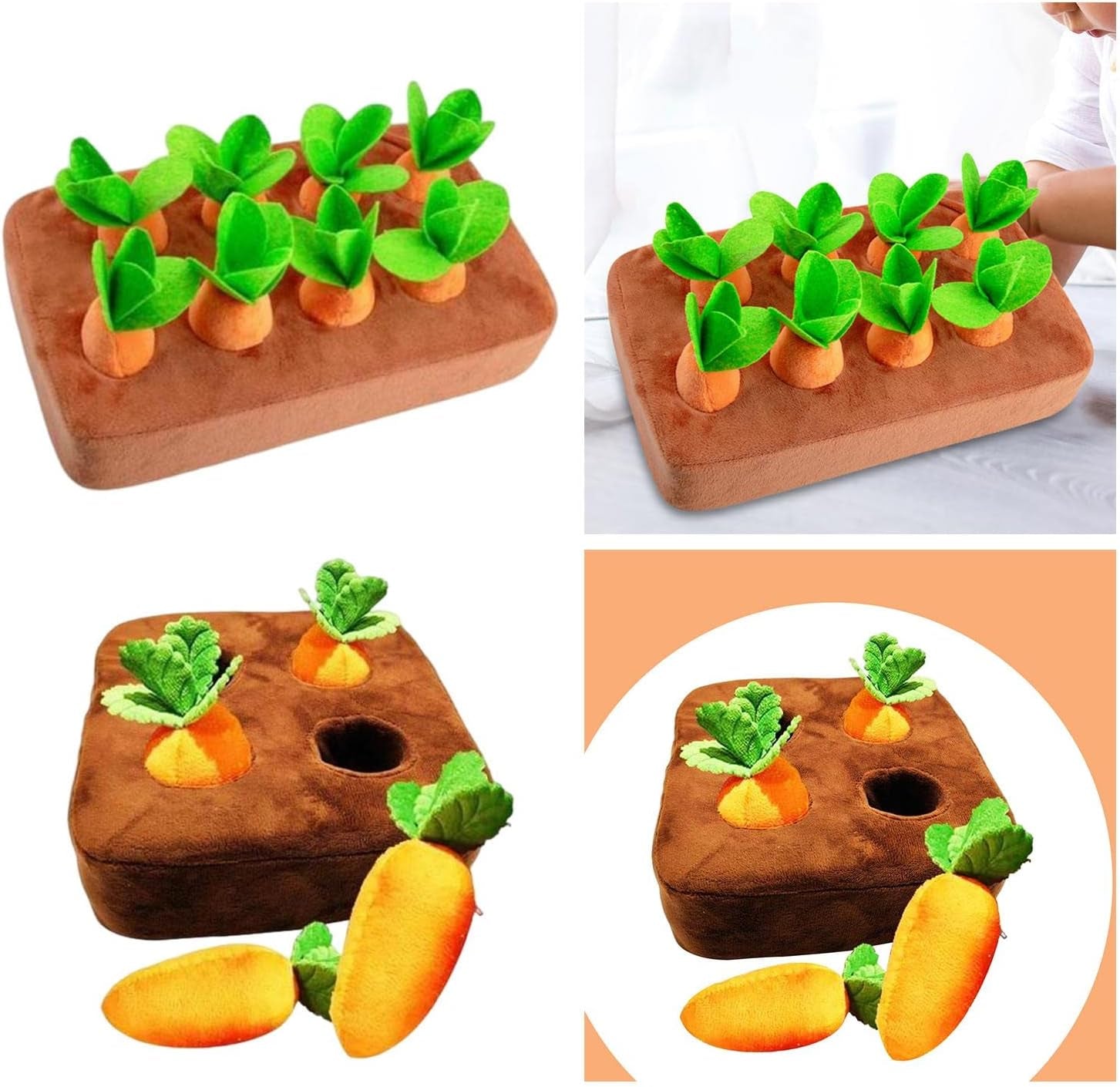 2 Set Creative Garden Carrot Plush Toy Cats Pull the Carrot Stuffed Toy Pet Interaction Vegetable Fruit Increase IQ Slow Feeder, 8 Carrots