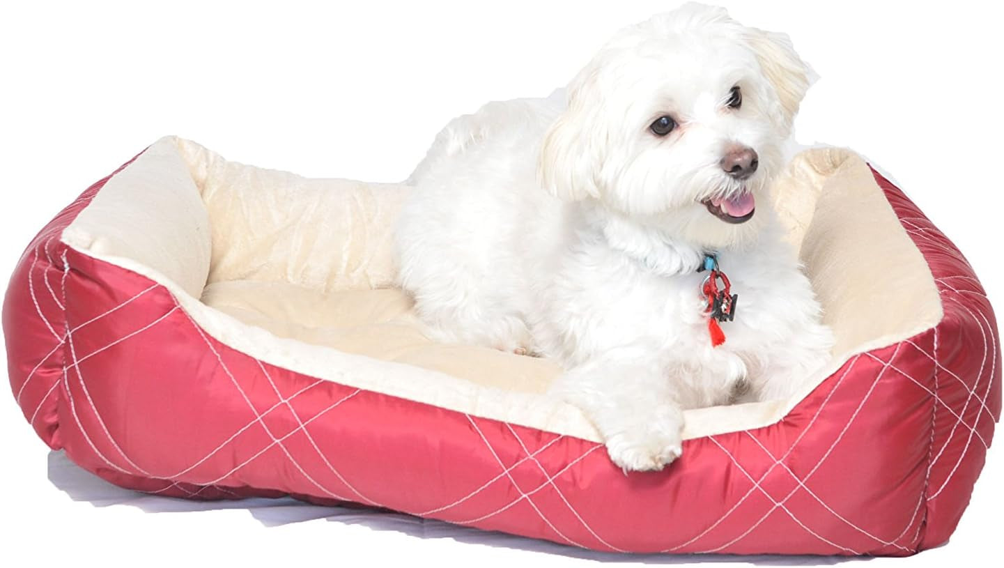 Long Rich All Season Rectangle Pet Bed, Burgundy, 25X21 Inches (Pack of 1)