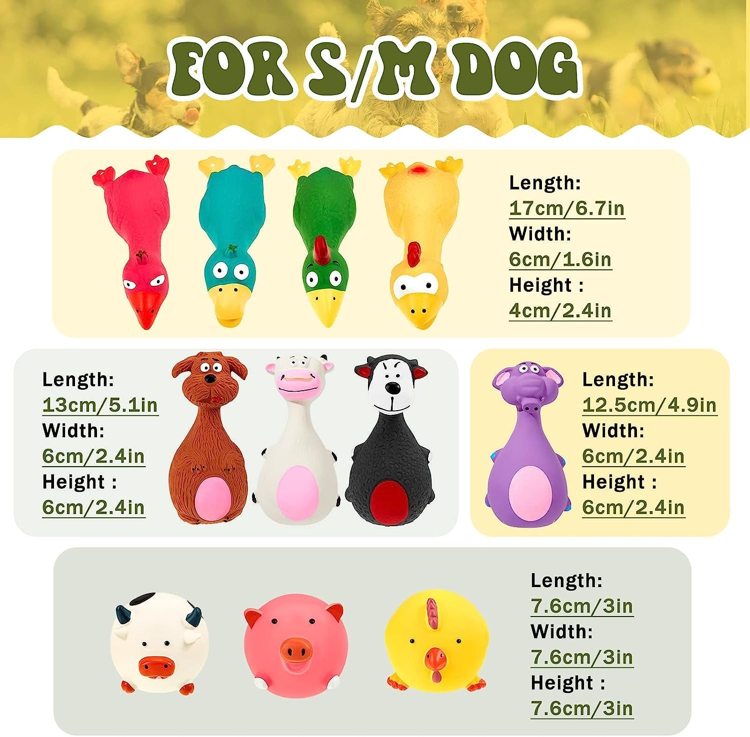 11 Pcs Dog Squeaky Toys Squeaky Latex Dog Toys Soft Chew Rubber Dog Toy Rubber Chew Toys for Dogs Assorted Animal Pet Toys Puppy Fetch Pet Interactive Play for Small and Medium Pets