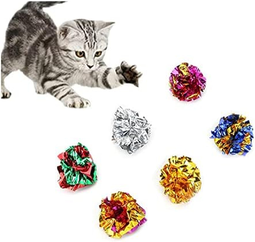 12 Pack Crinkle Balls Cat Toys, Mylar Crinkle Balls for Indoor Cats, Lightweight Shiny Crinkle Paper Ball for Kitten (Random Color)