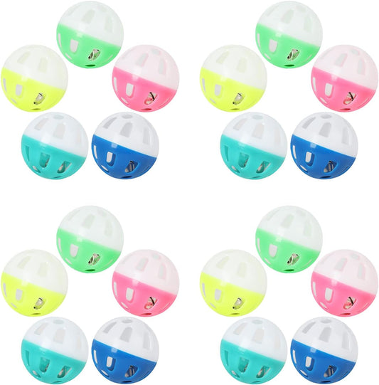 20 Pack for Toy Ball with Colorful Jingling Interactive Toys for Kitten Bird Parrot Small Animal 1.5 Inch Interactive Toys for Indoor Cats