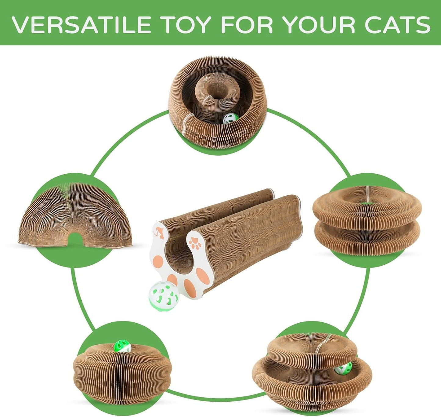 Magic Organ Cat Scratching Board, Cat Accordion Toy Cat Scratching Post Ball Track, Kitten Fun Intelligence Physical Exercise Educational Toy