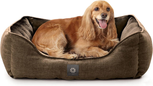 MICRODRY – Soft, Cozy & Plush Dog Pet Bed, Machine Washable, Self Warming - Small to Medium Size Dogs - 20X26X8 Inches, Brown