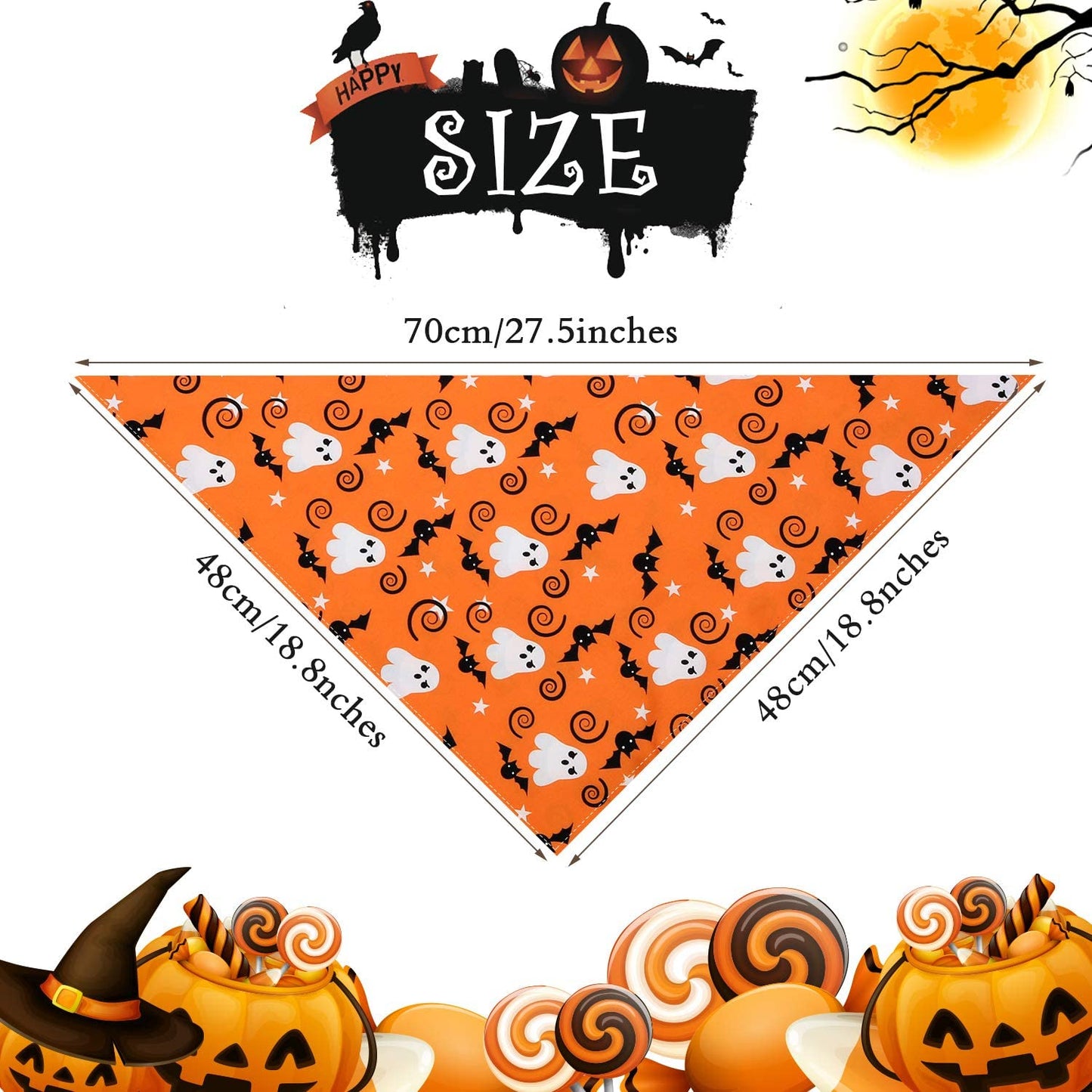 Weewooday 3 Pieces Halloween Dog Bandanas Reversible Dog Scarf Washable Triangle Pet Bibs Soft Pet Neckerchief Including Pumpkin Ghost Candy Bat Pattern Animals & Pet Supplies > Pet Supplies > Dog Supplies > Dog Apparel Weewooday   