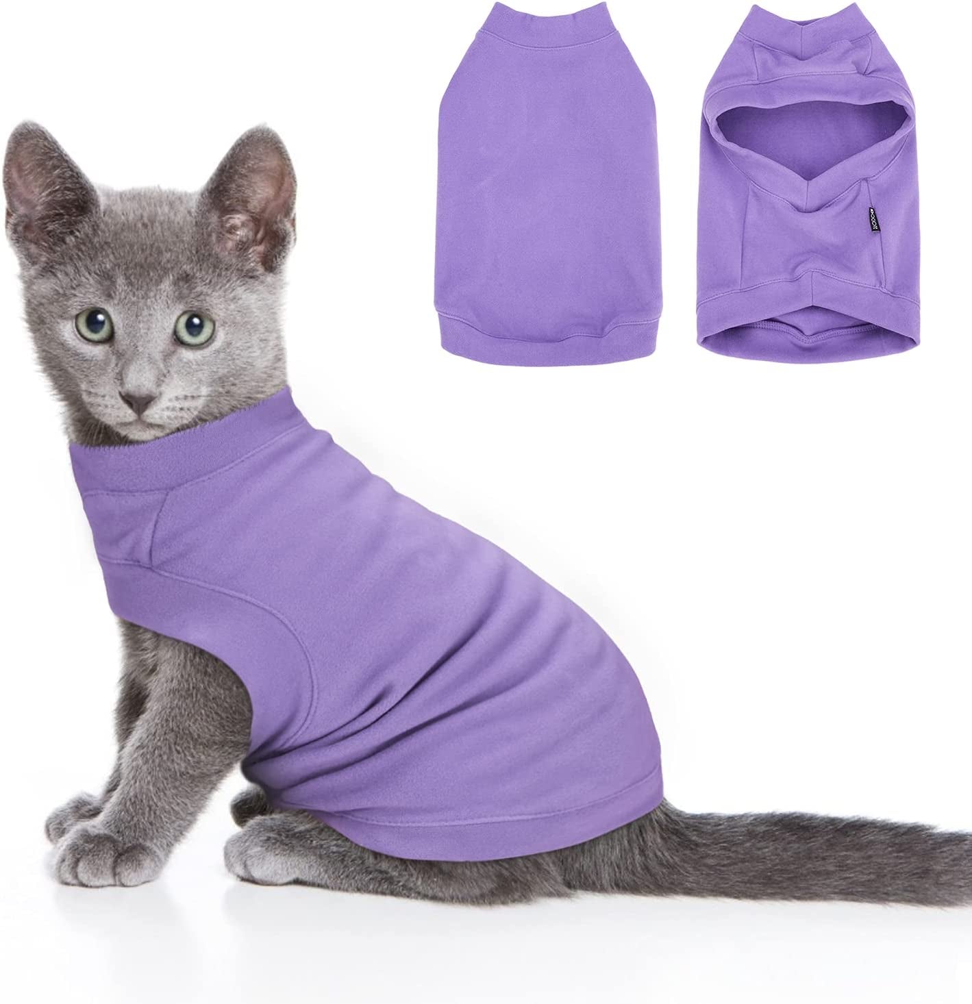 Soft Fleece Dog Sweatshirt - Warm Dog Sweaters for Small Medium Dogs Cats Cold Weather - Cat Sweater Pullover Stretchy Hoodie Easy on - Comfortable Dog Winter Clothes Pet Sweaters Vest for Doggie Animals & Pet Supplies > Pet Supplies > Dog Supplies > Dog Apparel Dociote Purple S 