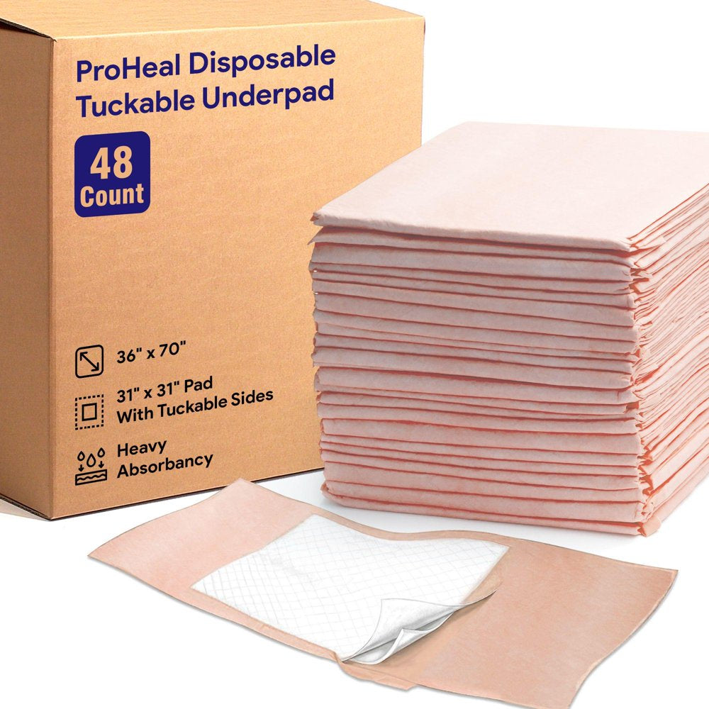 Proheal Disposable Heavy Absorbent Tuckable Underpads (96 Pack) 36" X 70" (31X31 Pad) Animals & Pet Supplies > Pet Supplies > Dog Supplies > Dog Diaper Pads & Liners ProHeal 48  