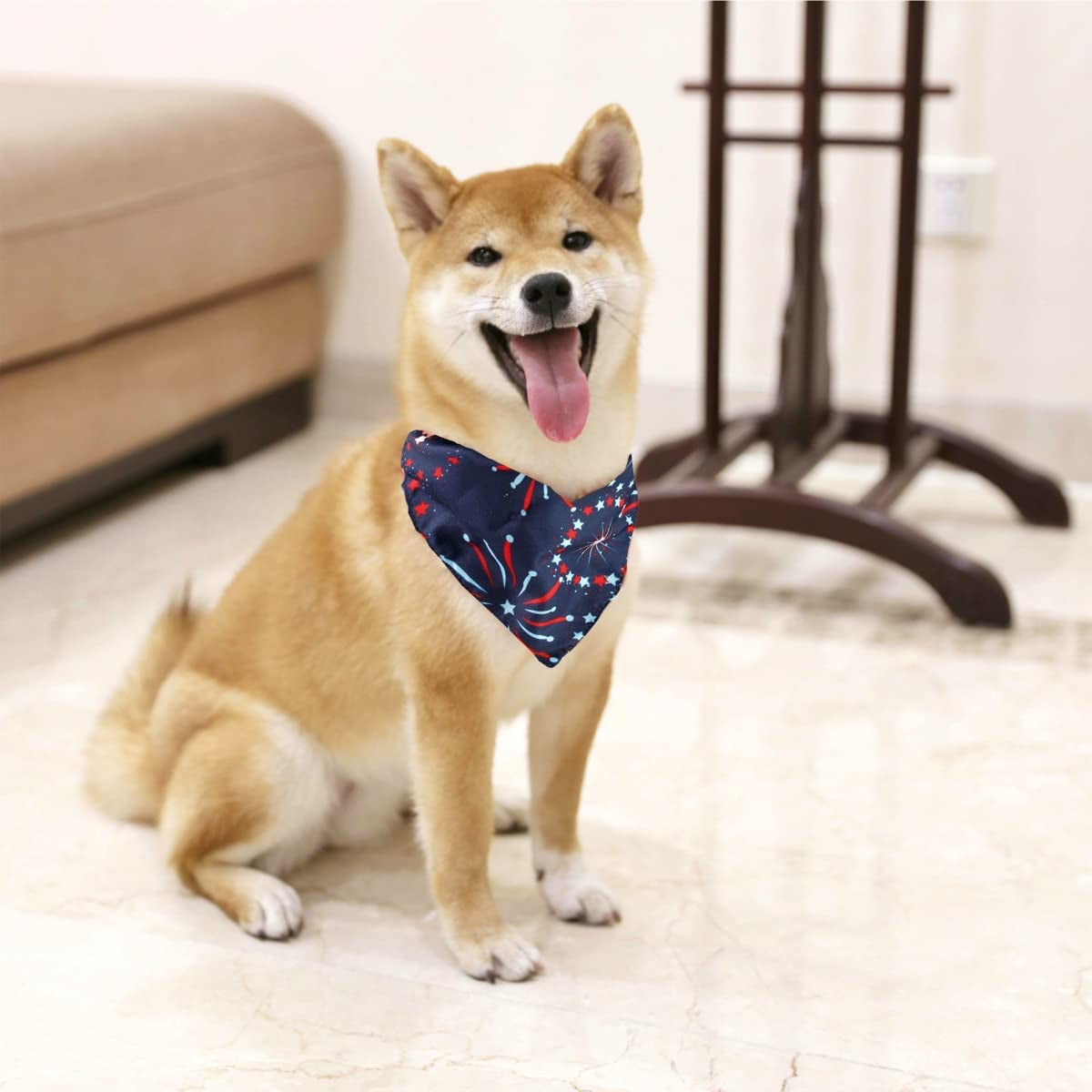 Binaryabc USA Flag Dog Bandana,American Flags Dog Bandana Pet Scarfs,4Th of July American Independence Day Pet Decorations(Fireworks) Animals & Pet Supplies > Pet Supplies > Dog Supplies > Dog Apparel BinaryABC   