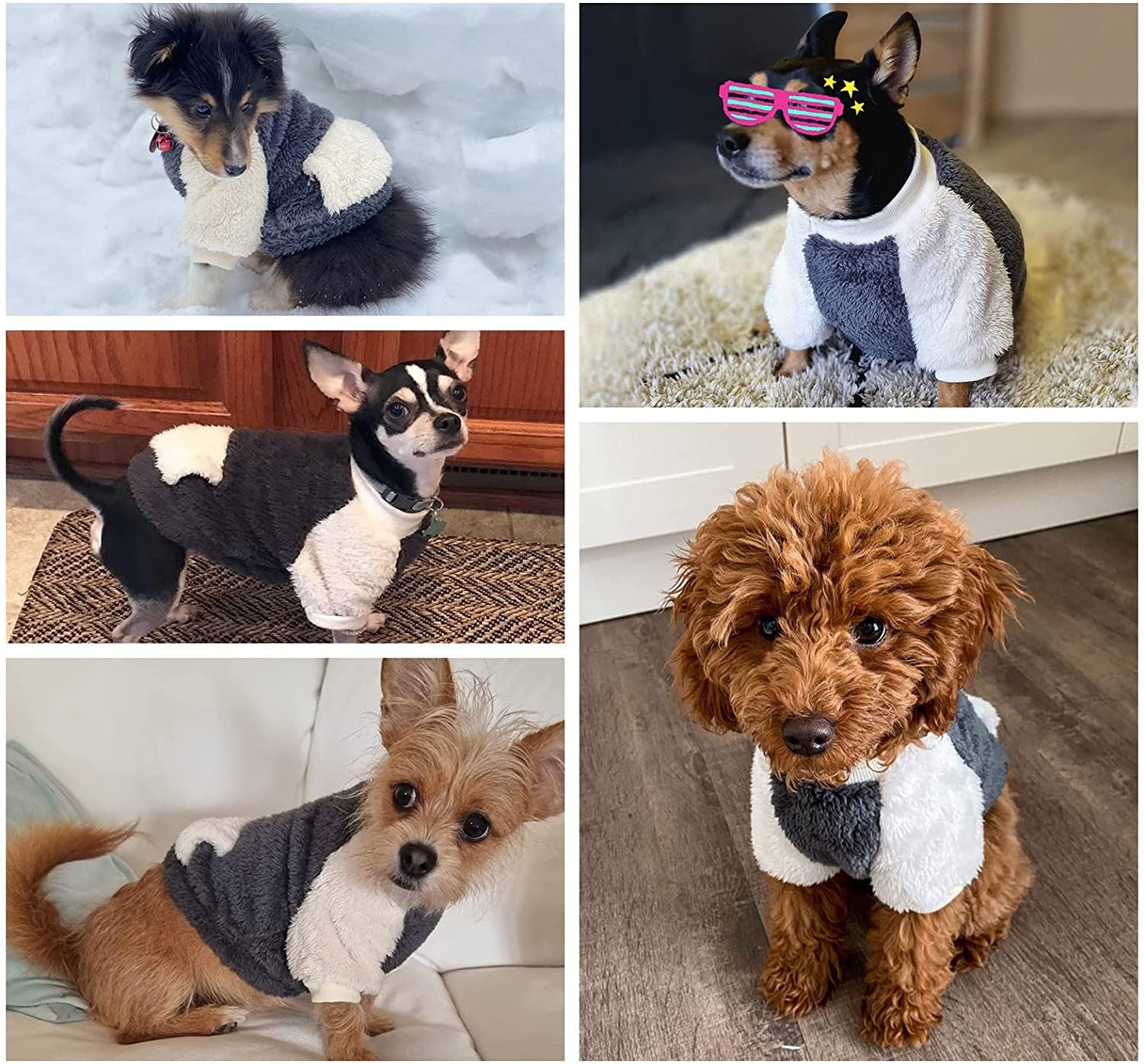 LESYPET Dog Sweaters for Small Dogs, Fleece Dog Sweater Small Dog Clothes Warm Puppy Coat Dog Pullover for Small Dogs Girl Boy, Grey Large Animals & Pet Supplies > Pet Supplies > Dog Supplies > Dog Apparel LESYPET   