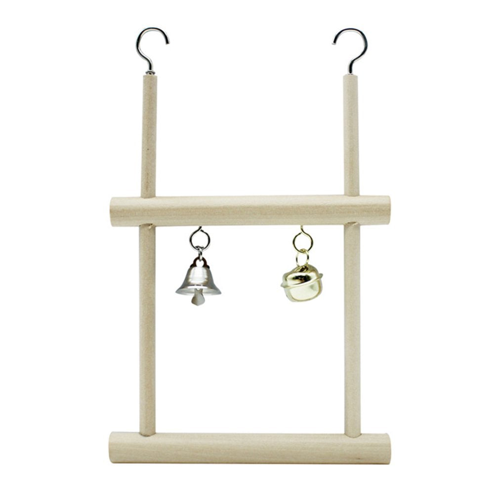 SPRING PARK Wood Perch Toy with Bell for Bird Parrot Parakeet Cockatiel Conure Cockatoo African Grey Macaw Eclectus Lovebird Finch Canary Budgie Cage Stand Swing Animals & Pet Supplies > Pet Supplies > Bird Supplies > Bird Toys SPRING PARK   