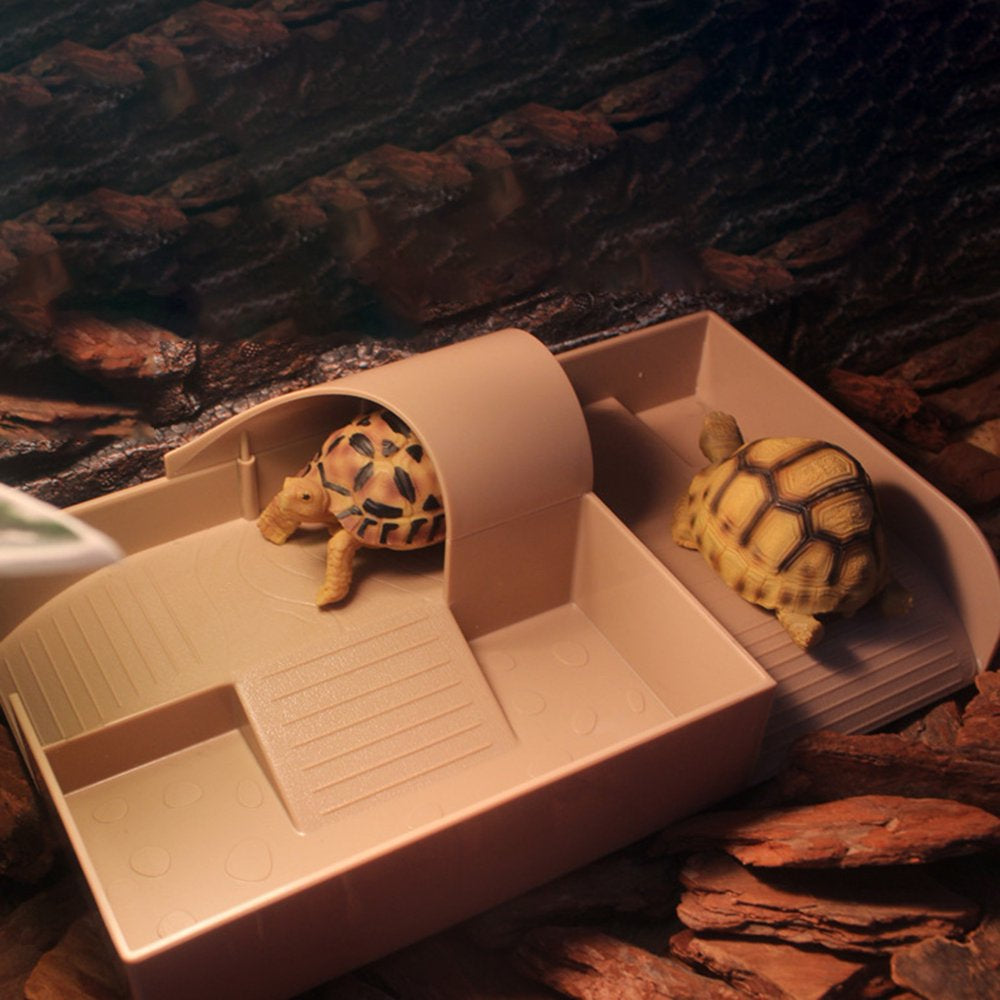 Bobasndm Turtle Habitat, Reptile Tank Aquarium Tortoise Basking Platform with Plants for Crab Crab Amphibian Creatures Swimming Breeding Hibernation Feeding