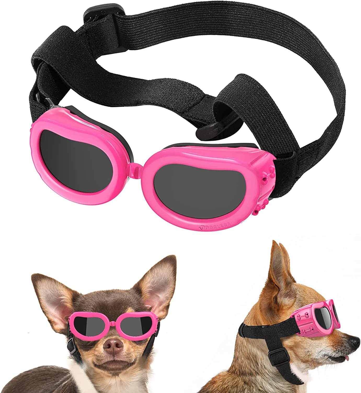 Lewondr Dog Sunglasses Small Breed Dogs Goggles UV Protection,Goggles for Small Dogs Eye Wear Protection with Adjustable Strap Windproof Anti-Fog Sunglasses for Small Dogs Doggy Doggie Glasses,Black Animals & Pet Supplies > Pet Supplies > Dog Supplies > Dog Apparel Lewondr Pink  