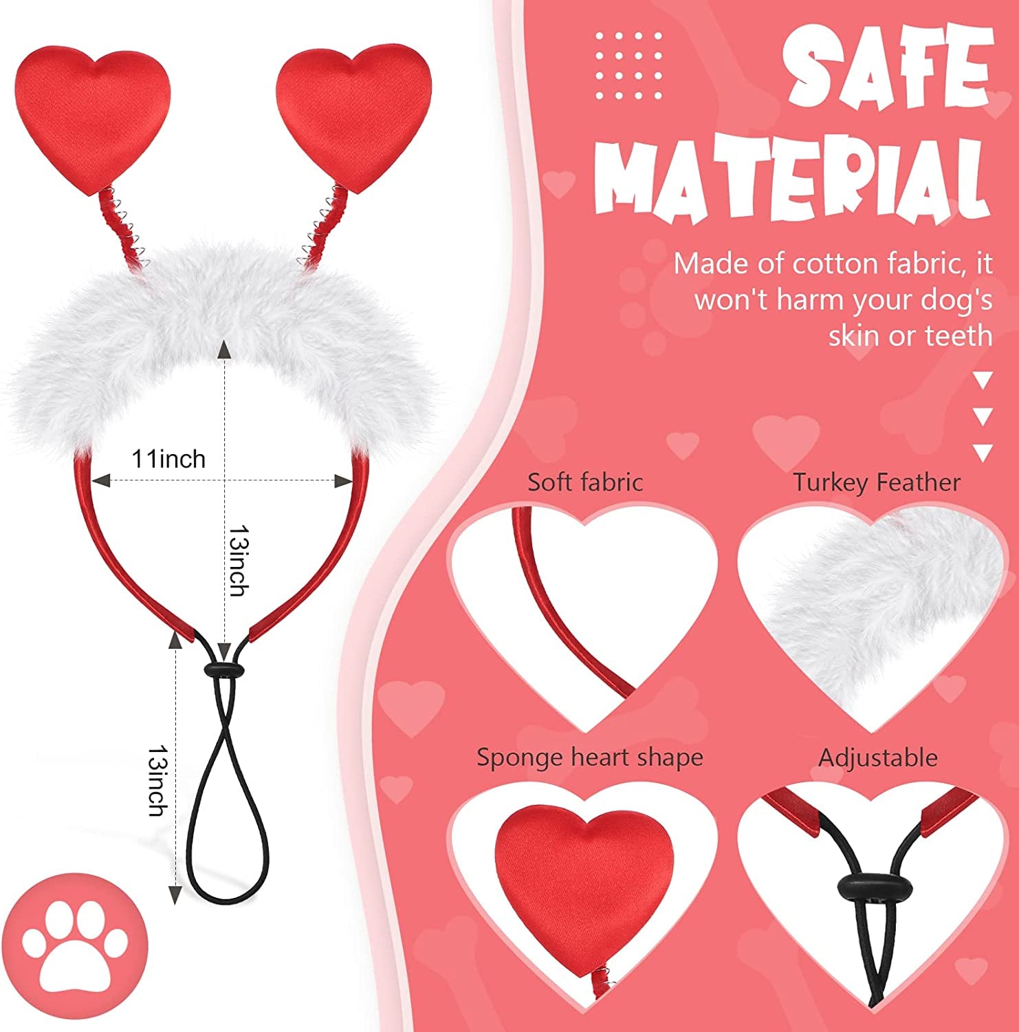 4 Pcs Valentine'S Day Pet Heart Headband Red Love Dog Headband Cute Dog Cat Fluffy Headband for Puppy Cat Valentines Day Pet Costume Accessories Valentines Day Wedding Party Supplies Animals & Pet Supplies > Pet Supplies > Dog Supplies > Dog Apparel Cunno   