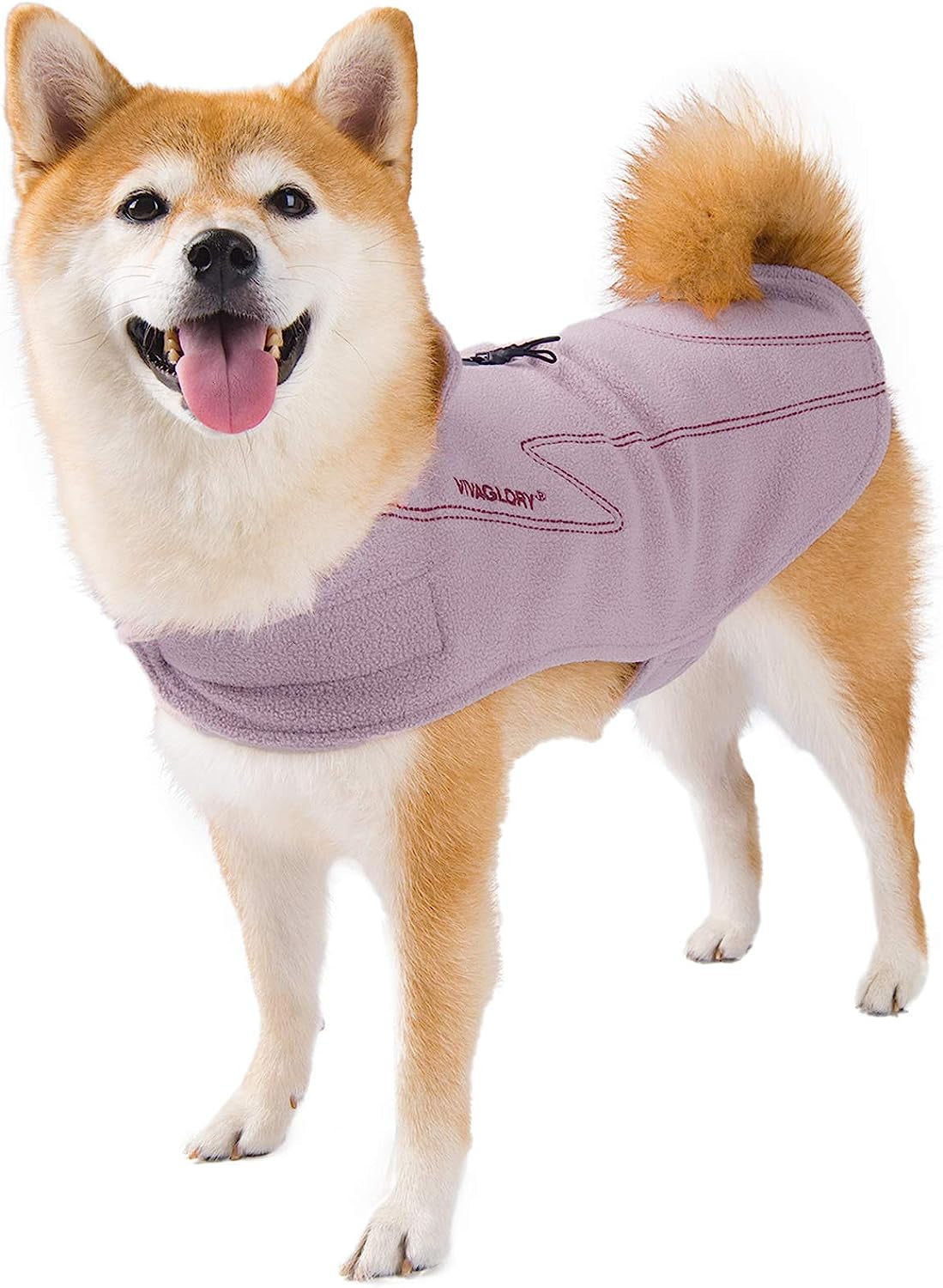 VIVAGLORY Dog Fleece Coat Warm Jacket with Hook and Loop Fastener, Easy to Take on and Off, Winter Vest Sweater for Small Medium Large Dogs Puppy Windproof Clothes for Cold Weather, Pink, M Animals & Pet Supplies > Pet Supplies > Dog Supplies > Dog Apparel VIVAGLORY   