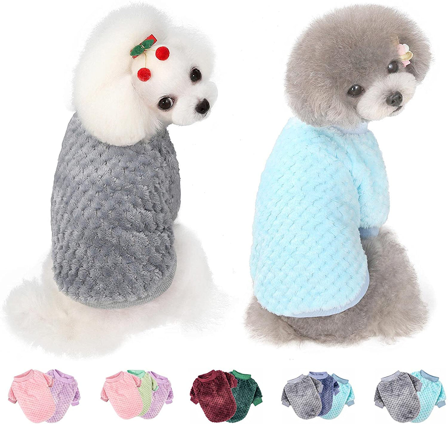 Dog Sweater, 3 Pack Dog Sweaters for Small Medium Dogs or Cat, Warm Soft Flannel Pet Clothes for Dogs Girl or Boy, Dog Shirt Coat Jacket (Small, Pink+Purple+Light Green) Animals & Pet Supplies > Pet Supplies > Dog Supplies > Dog Apparel POMIU Grey+Sky Blue XX-Large 