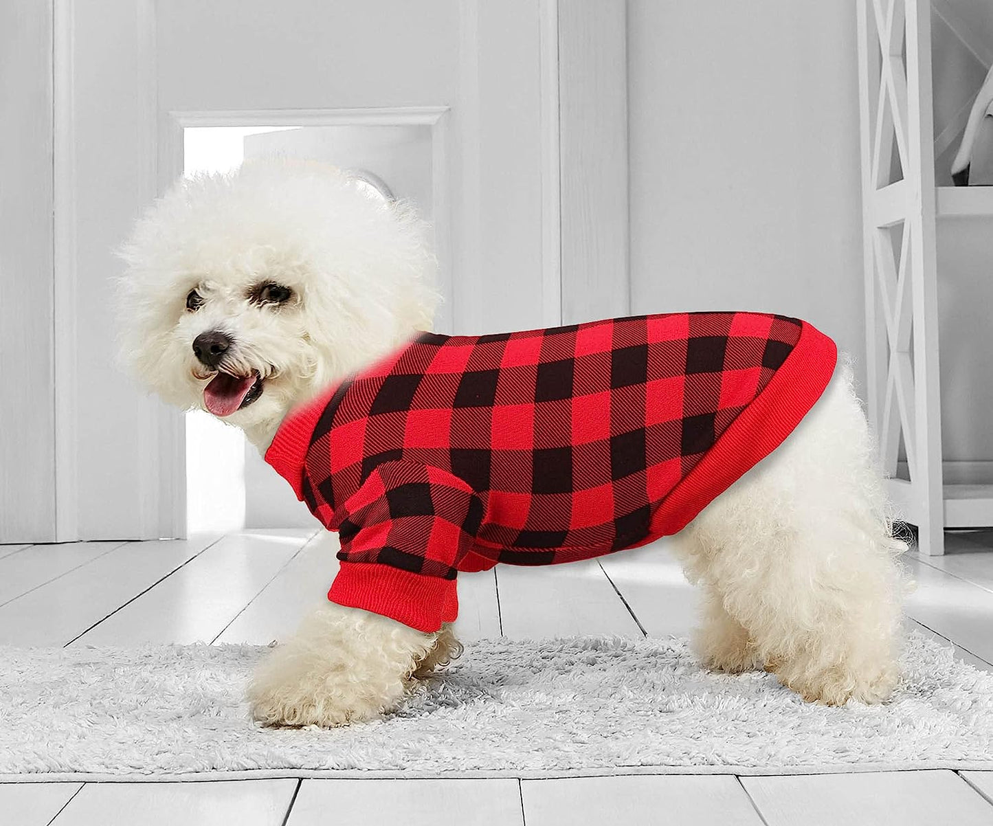 Dog Fleece Sweater for Small Dogs Buffalo Plaid Dog Clothes Soft Thickening Warm Small Dog Sweater Puppy Clothes for Small Dogs Girl & Boy(Xs) Animals & Pet Supplies > Pet Supplies > Dog Supplies > Dog Apparel Jamktepat   