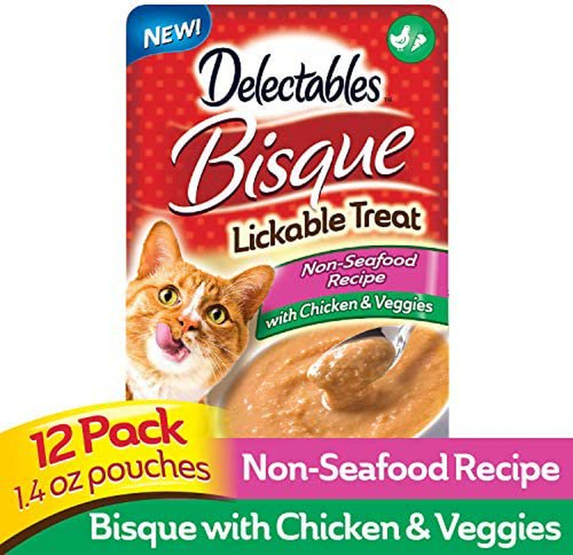 Hartz Delectables Non-Seafood Bisque Lickable Wet Cat Treats for Adult & Senior Cats, Chicken & Veggies, 12 Count Animals & Pet Supplies > Pet Supplies > Cat Supplies > Cat Treats Bolanlay LLC   