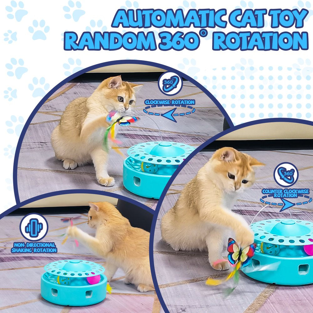 Lexvss 3-In-1 Interactive Cat Toys, Automatic Electronic Rotating Butterfly and Ambush Interactive Feather, 2 Ball Exercise Kitten Indoor Toy Teaser Animals & Pet Supplies > Pet Supplies > Cat Supplies > Cat Toys Lexvss   