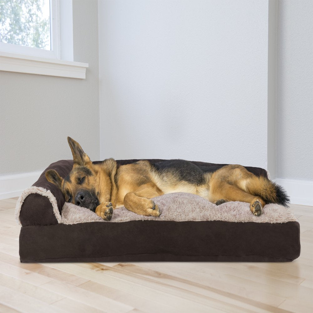 Furhaven Pet Products | Faux Fur & Suede Chaise Lounge Pillow Sofa-Style Pet Bed for Dogs & Cats, Espresso, Jumbo Animals & Pet Supplies > Pet Supplies > Cat Supplies > Cat Beds FurHaven Pet   
