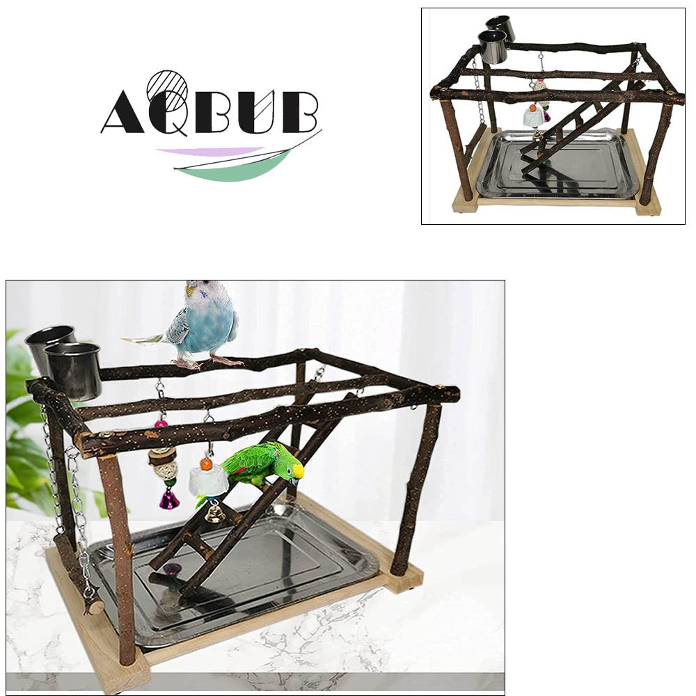 Parrot Game Rack Bird Play Gym Parrot Playground Wooden Perch Climbing Swing Ladder Chew Toy Feeding Cup Fitness Center Parrot Couple Animals & Pet Supplies > Pet Supplies > Bird Supplies > Bird Ladders & Perches KOL PET   