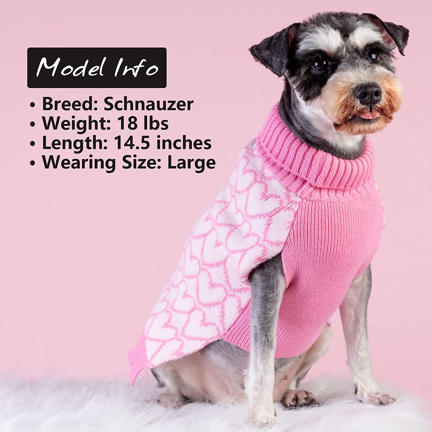 KYEESE Valentines Day Dog Sweaters Pink Heart Design Dog Sweaters with Leash Hole Pet Sweater Pet Clothes,M Animals & Pet Supplies > Pet Supplies > Dog Supplies > Dog Apparel kyeese   