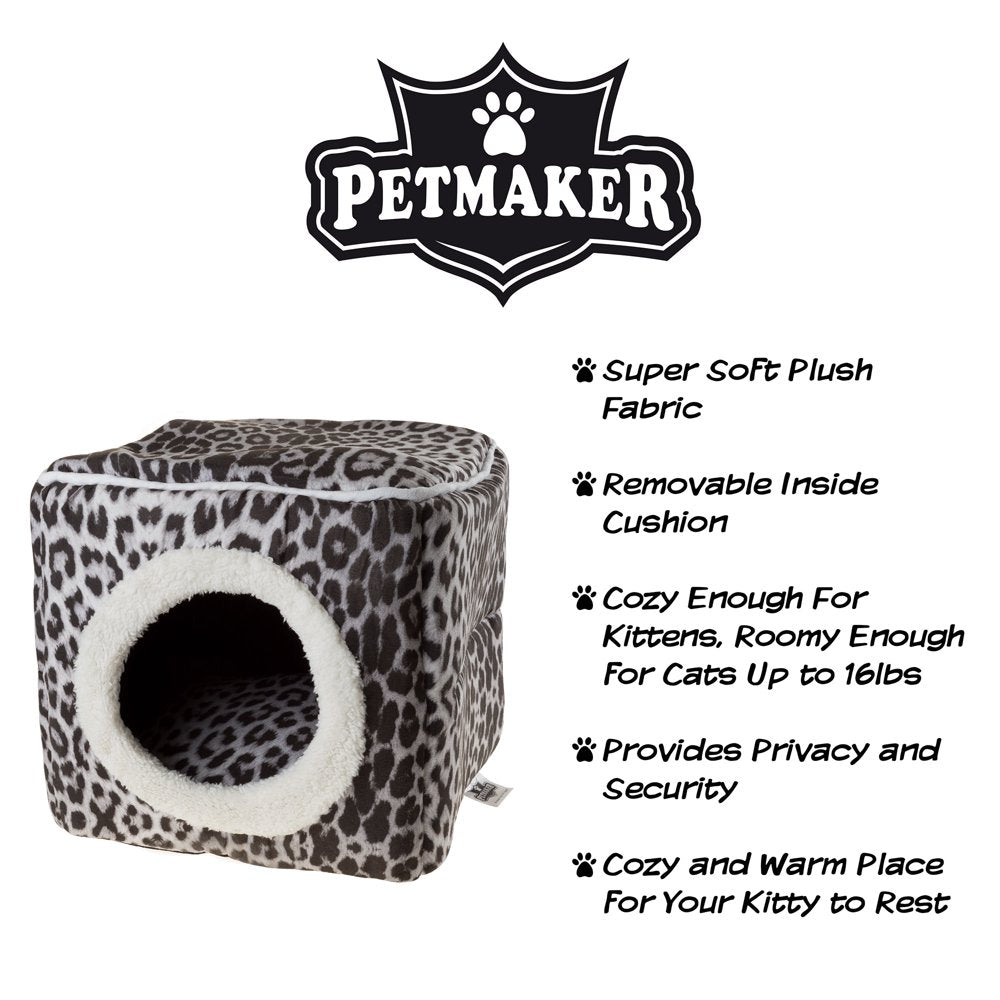 PETMAKER Covered Pet Cat Bed, Gray, Black Animal Print Animals & Pet Supplies > Pet Supplies > Cat Supplies > Cat Beds Trademark Global   