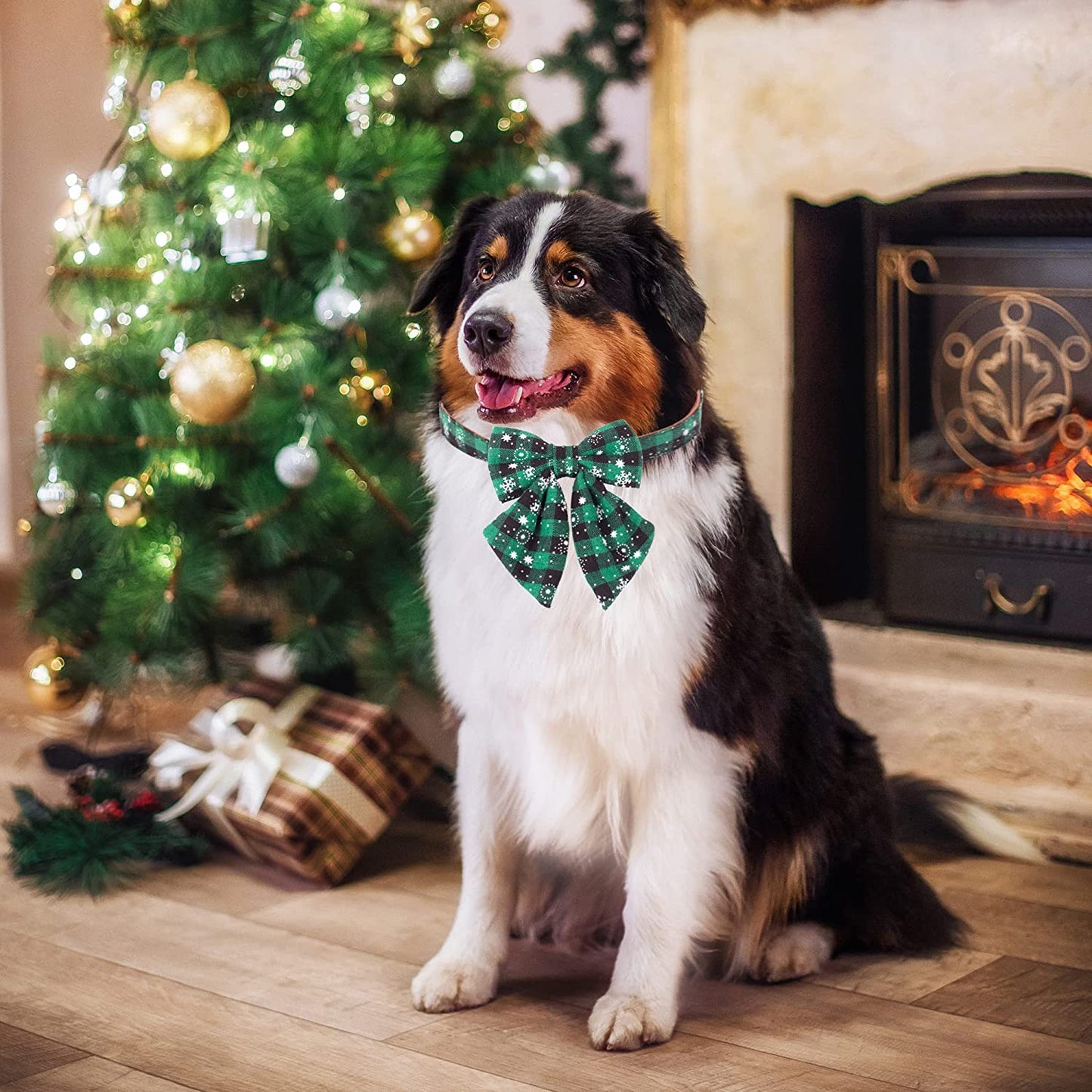 ADOGGYGO 2 Pack Christmas Dog Collar with Bow Tie, Classic Plaid Red Green Dog Collars with Removable Bowtie Christmas Collars for Small Medium Large Dogs Pets (Large) Animals & Pet Supplies > Pet Supplies > Dog Supplies > Dog Apparel ADOGGYGO   