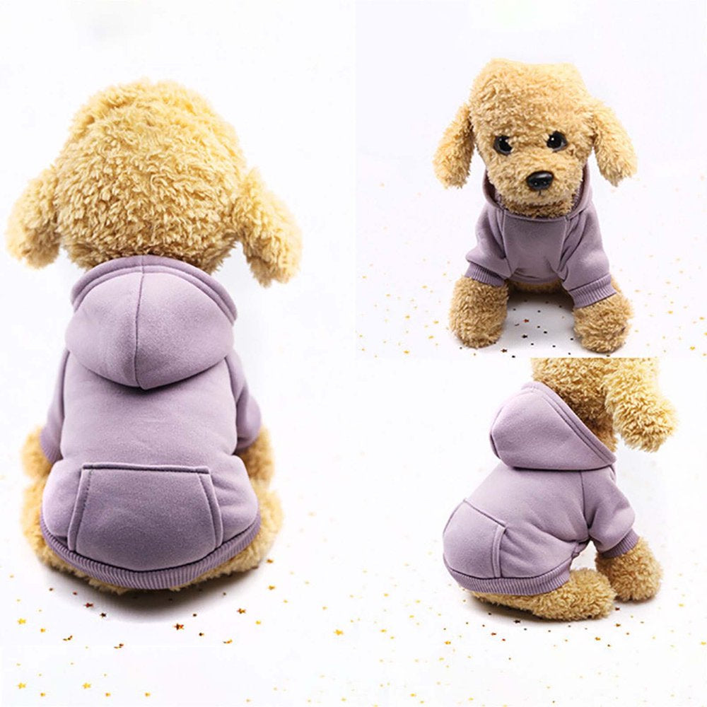 FAFWYP Dog Winter Sweatshirt Basic Pet Dogs Hoodie with Pocket, Solid Warm Puppy Sweater Clothes Soft Comfy Dog Jacket Windproof Coats, Pet Clothing Apparel for Dogs Cats Doggie Kitten Animals & Pet Supplies > Pet Supplies > Dog Supplies > Dog Apparel FAFWYP L Purple 