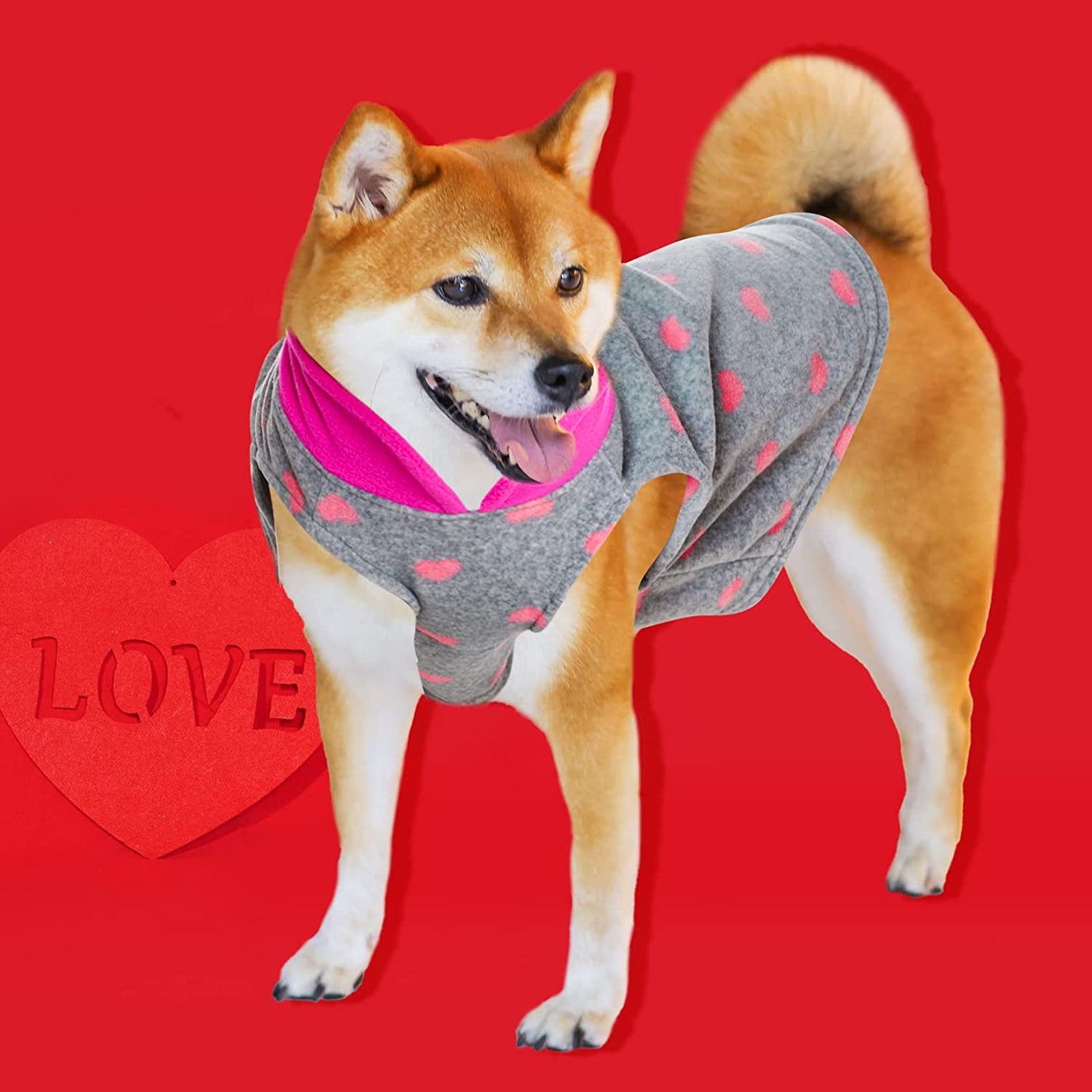 Rbenxia 1 Piece of Grey Dog Heart Sweater with Leash Ring Soft Fleece Vest Dog Pullover Warm Jacket Pet Dog Clothes Winter Dog Outfits for Small Puppy Cat Pets (Small) Animals & Pet Supplies > Pet Supplies > Dog Supplies > Dog Apparel Rbenxia   