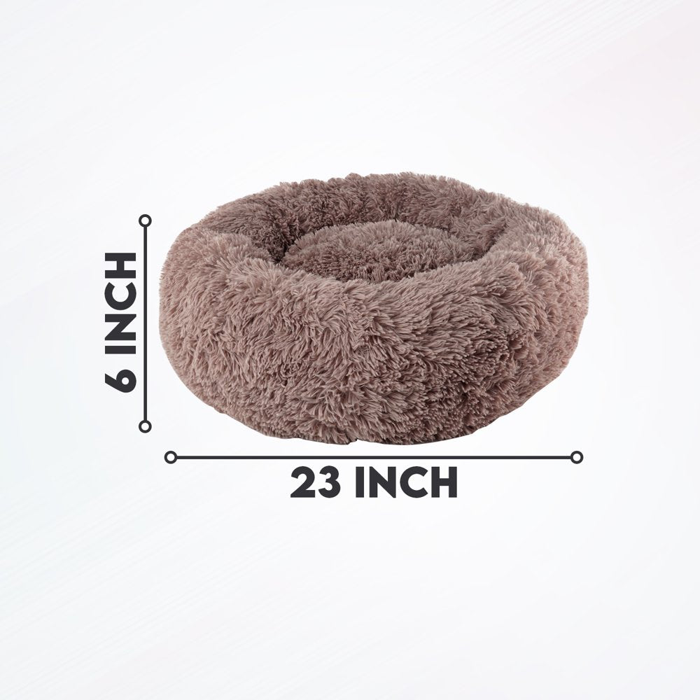 Precious Tails Dog Cat Super Lux Shaggy Fur Donut Bolster Pet Bed - Small Animals & Pet Supplies > Pet Supplies > Cat Supplies > Cat Beds ENCHANTE ACCESSORIES   