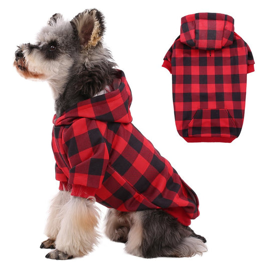 Kuoser Dog Hoodie , Classic Plaid Pet Clothes for Small Medium Dogs Cats Animals & Pet Supplies > Pet Supplies > Dog Supplies > Dog Apparel Kuoser XXS-Chest Girth:12.2"/31cm  