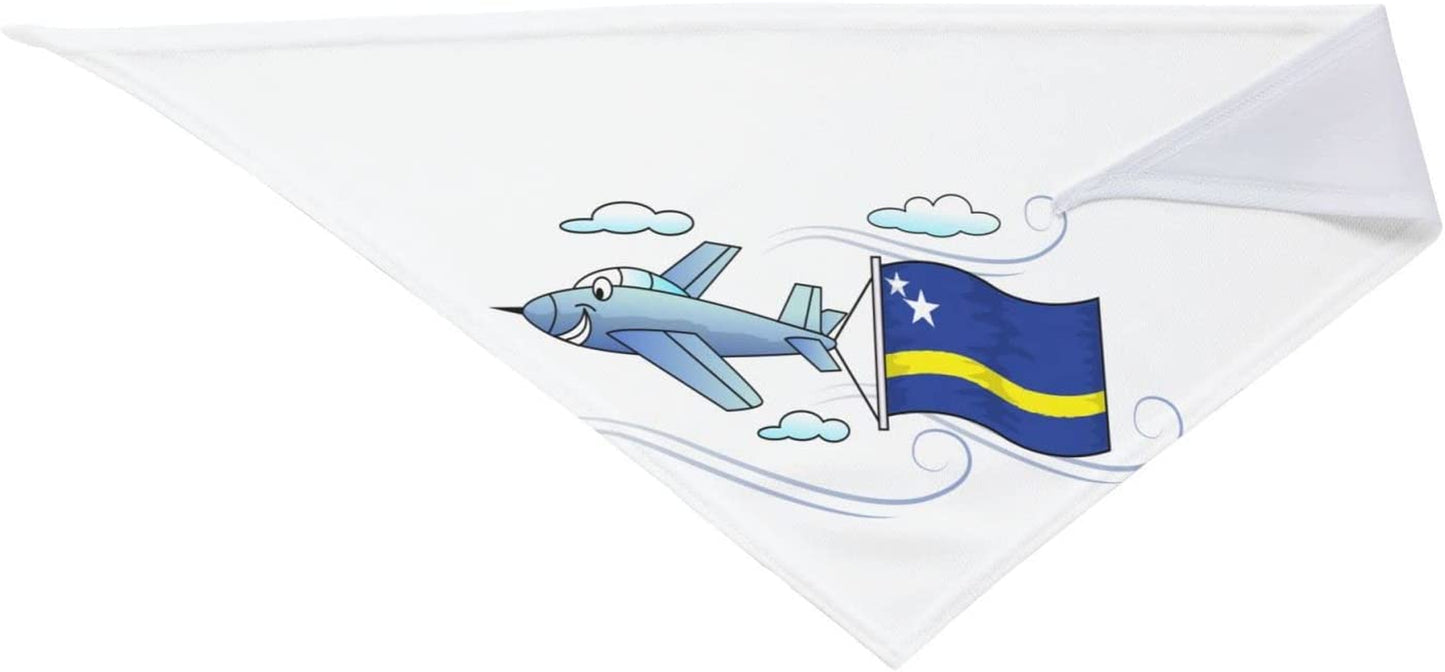 Airplane with Flag Curacao Pet Dog and Cat Decorative Triangle Scarf,Dog Bandana,Breathable and Stain Resistant. Animals & Pet Supplies > Pet Supplies > Dog Supplies > Dog Apparel ZALTAS   