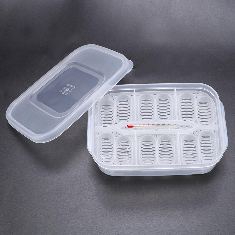 Haofy Reptile Egg Breeding Hatchery Box Transparent Plastic Amphibian Hatching Box Case Tray Breeding Incubator Hatching Tray for Snake Lizards Reptiles with Thermometer Animals & Pet Supplies > Pet Supplies > Reptile & Amphibian Supplies > Reptile & Amphibian Substrates Haofy   