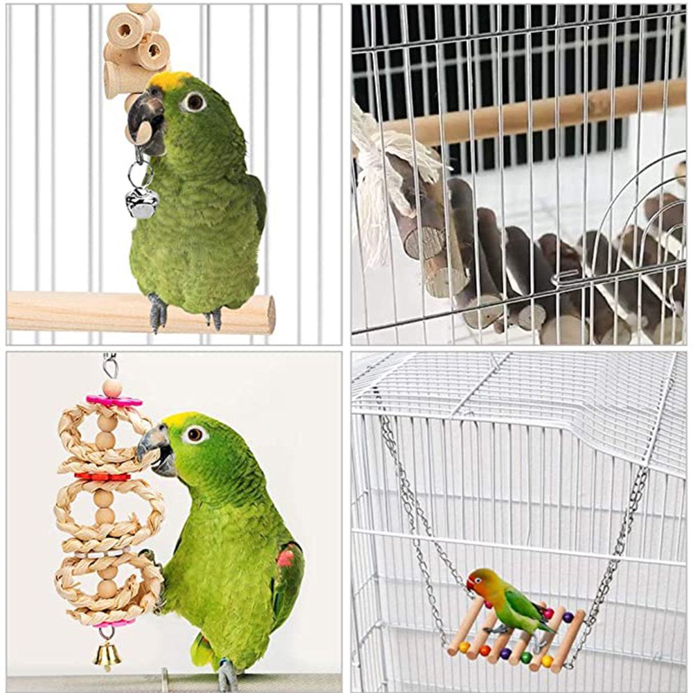 Okwish 8Pcs Set Bird Cage Accessories Bell Chewing Toy Pet for Small Parakeets Cockatiels Conures Finches Budgie Macaws Birdcage Stands Animals & Pet Supplies > Pet Supplies > Bird Supplies > Bird Cage Accessories Okwish   