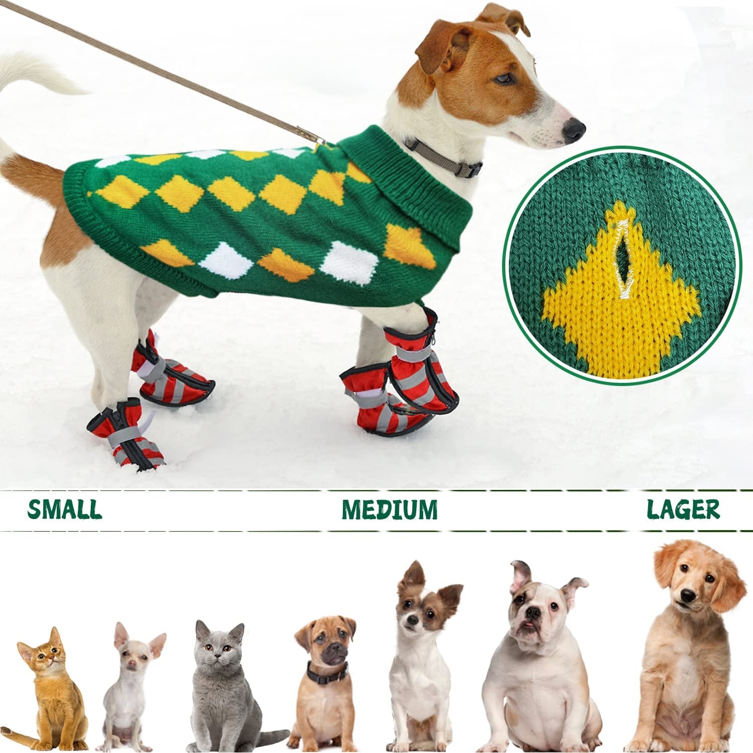 Dog Sweater Knitwear Dog Warm Winter Clothing for Medium Dogs Cats Puppy Classic Green Plaid Turtleneck Knitted Clothes for Boys Girls Dogs Gift for Dogs in Christmas New Year Animals & Pet Supplies > Pet Supplies > Dog Supplies > Dog Apparel LASTMINVIN   