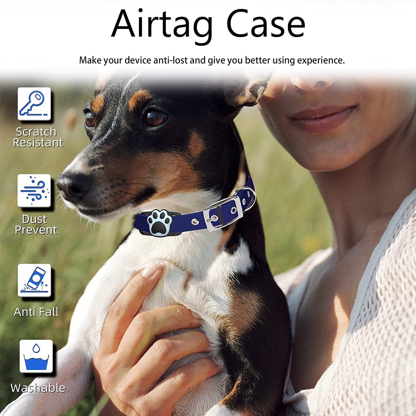 Lopnord Airtag Dog Collar Holder Compatible with Apple Air Tag GPS, 2 Pack Airtags Dog Tag Collar Waterproof Silicone Case, Airtag Protective Cover for Pet Dog Cat Collar Backpack