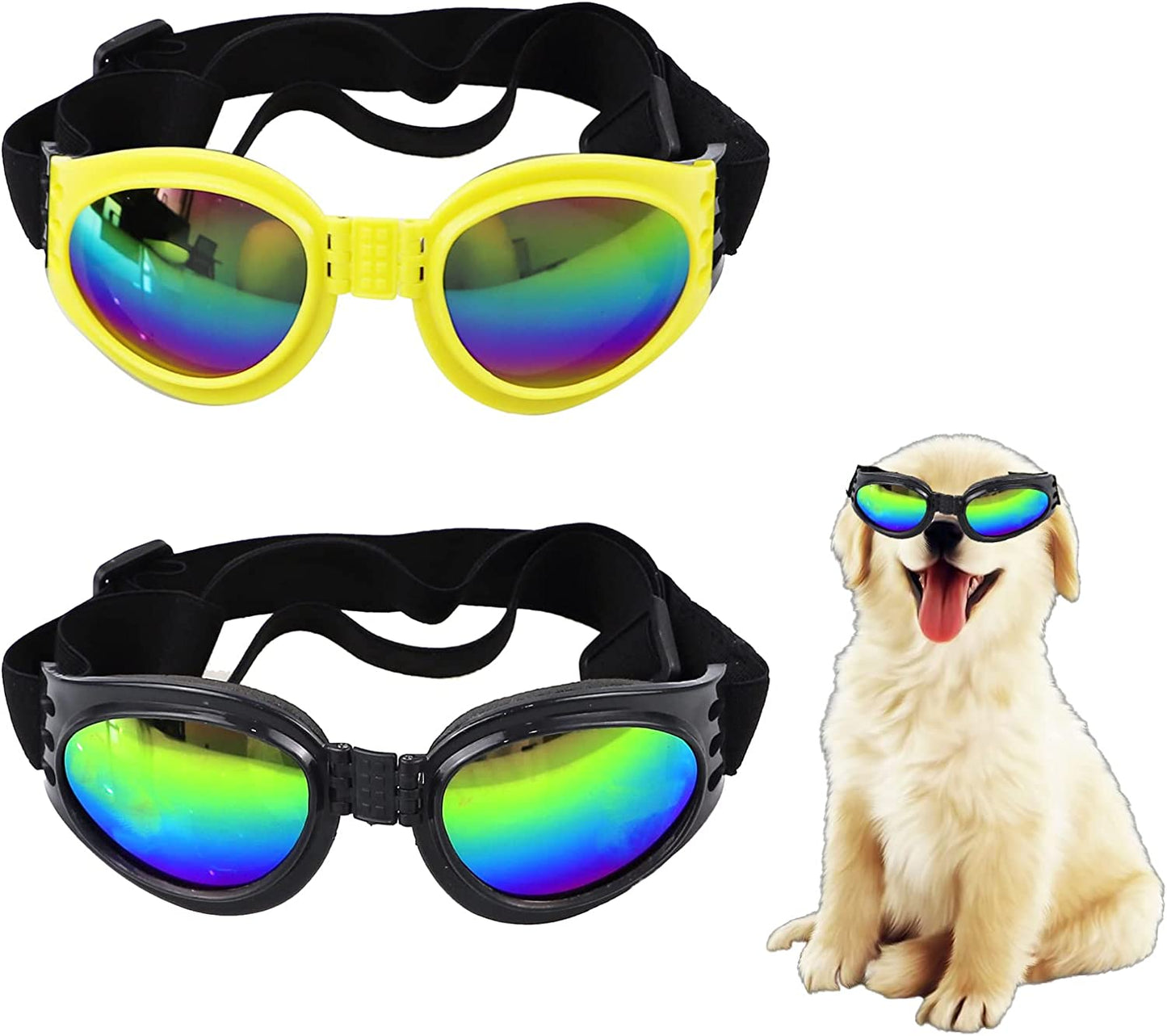 Toysructin 2Pcs Dog Sunglasses Small Breed, Small Dog Sunglasses with Adjustable Strap Waterproof Anti-Fog Sunglasses for Pet Dogs Doggy Goggles Motorcycle Puppy Suns Glasses UV Protection Windproof Animals & Pet Supplies > Pet Supplies > Dog Supplies > Dog Apparel Toysructin   